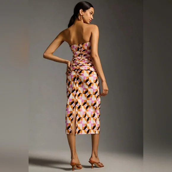 Anthropologie Print Strapless Dress‎ - Picture 2 of 9